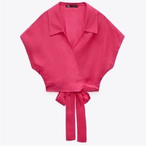 Chic Fuchsia Women's Wrap Blouse